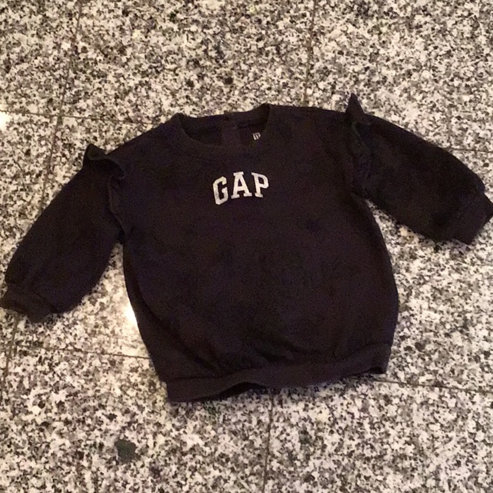 GAP Black Floral-Embossed Ruffle Sweatshirt - Picture 2 of 3